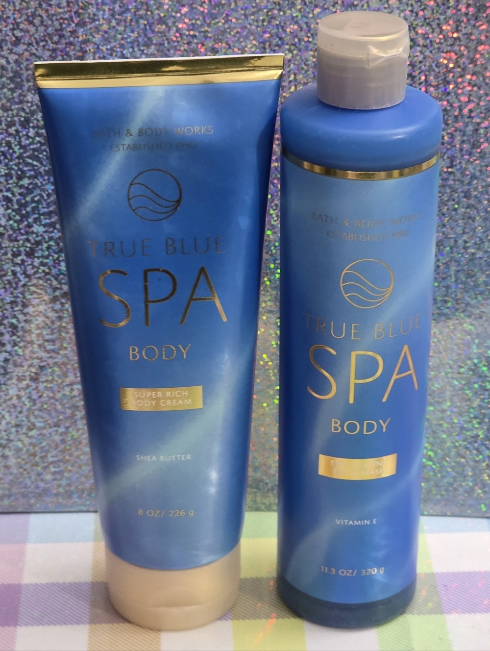 Bath & Body Works True Blue Spa Body Cream & Exfoliating Body Wash Set NEW